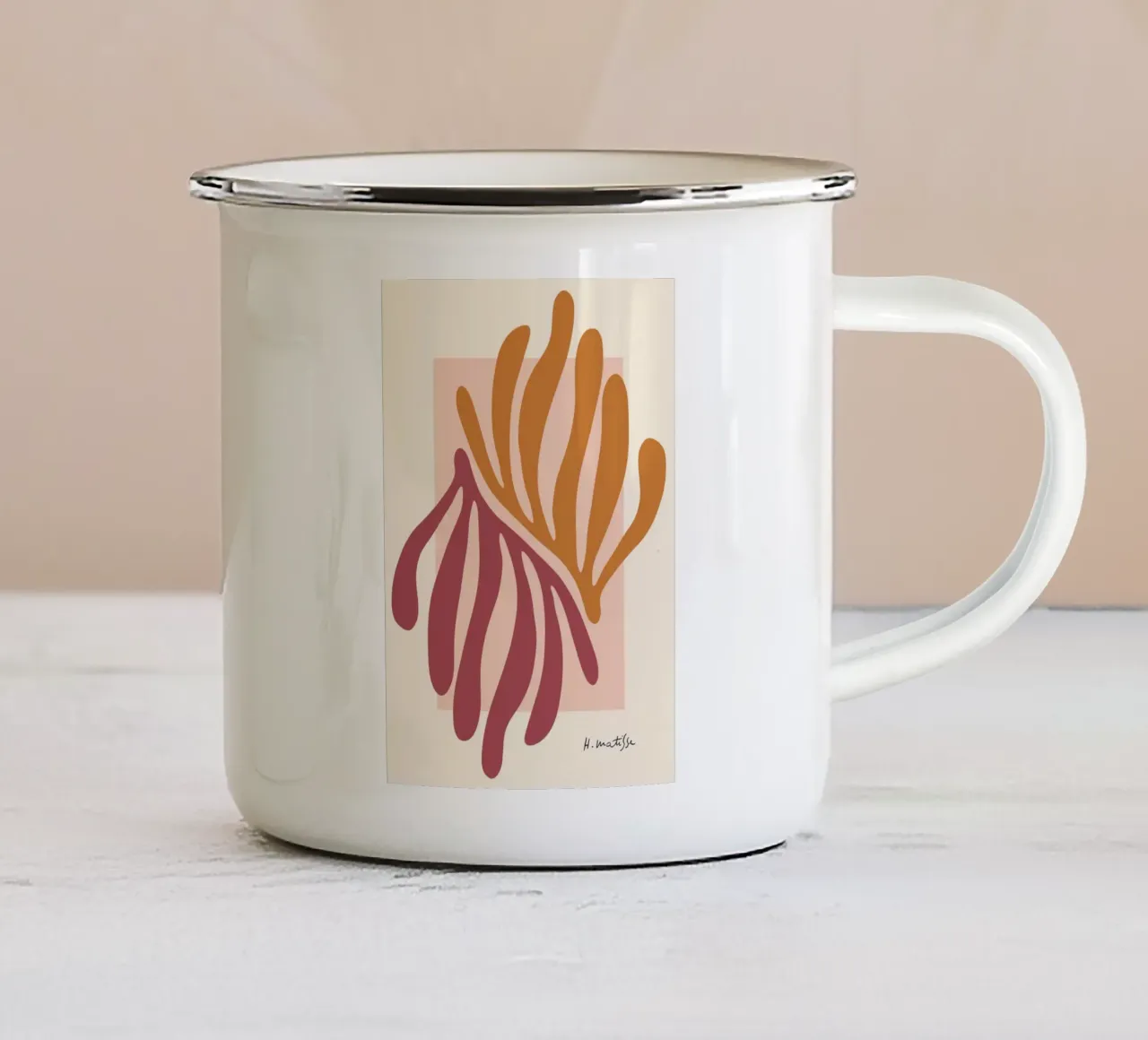 foglie di palma tazza in smalto da sazkia art