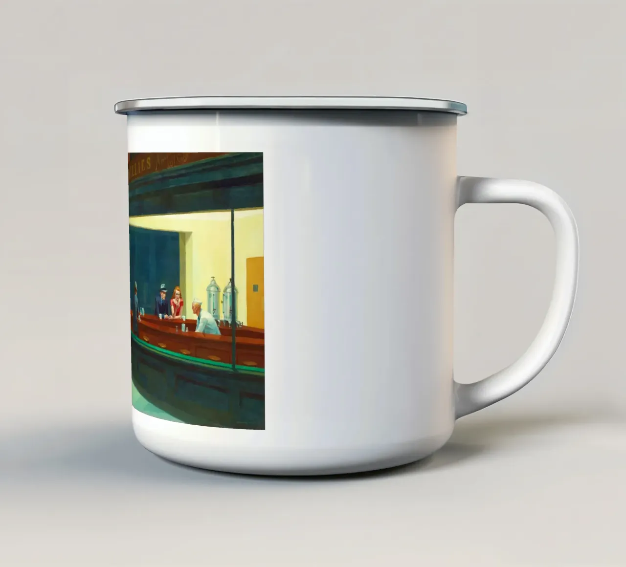 I falchi della notte di Edward Hopper (1942) tazza in smalto da Classic Art Prints