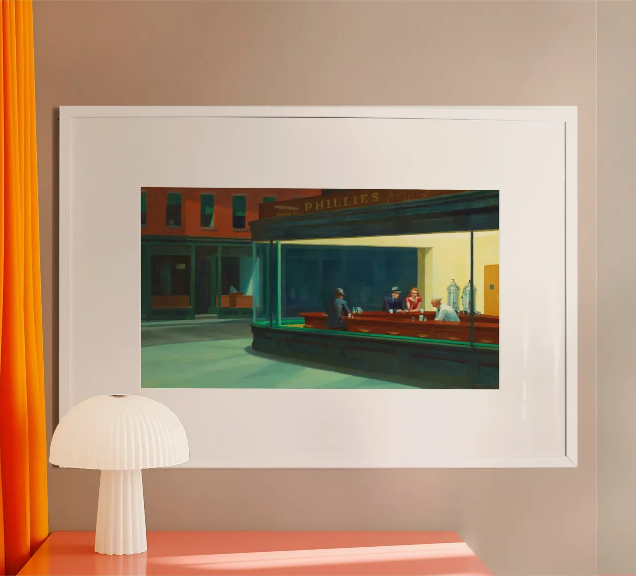 I falchi della notte di Edward Hopper (1942) poster con telaio in alluminio da Classic Art Prints