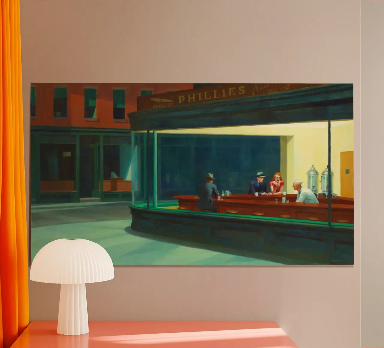 I falchi della notte di Edward Hopper (1942) poster con telaio in alluminio da Classic Art Prints