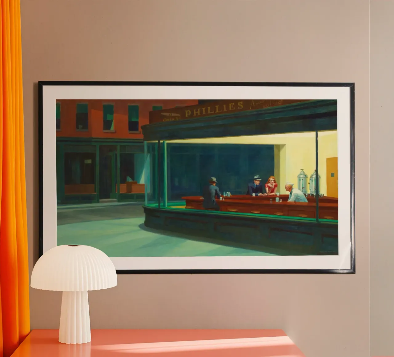 I falchi della notte di Edward Hopper (1942) poster con telaio in alluminio da Classic Art Prints