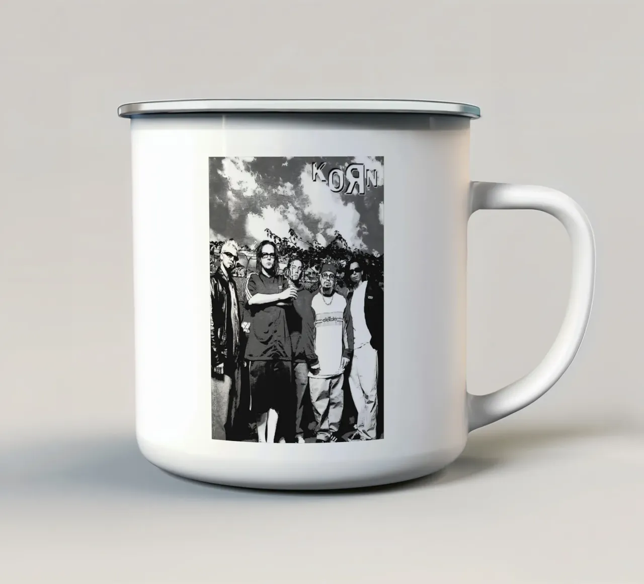 art du groupe korn mug en émail de vanhesling