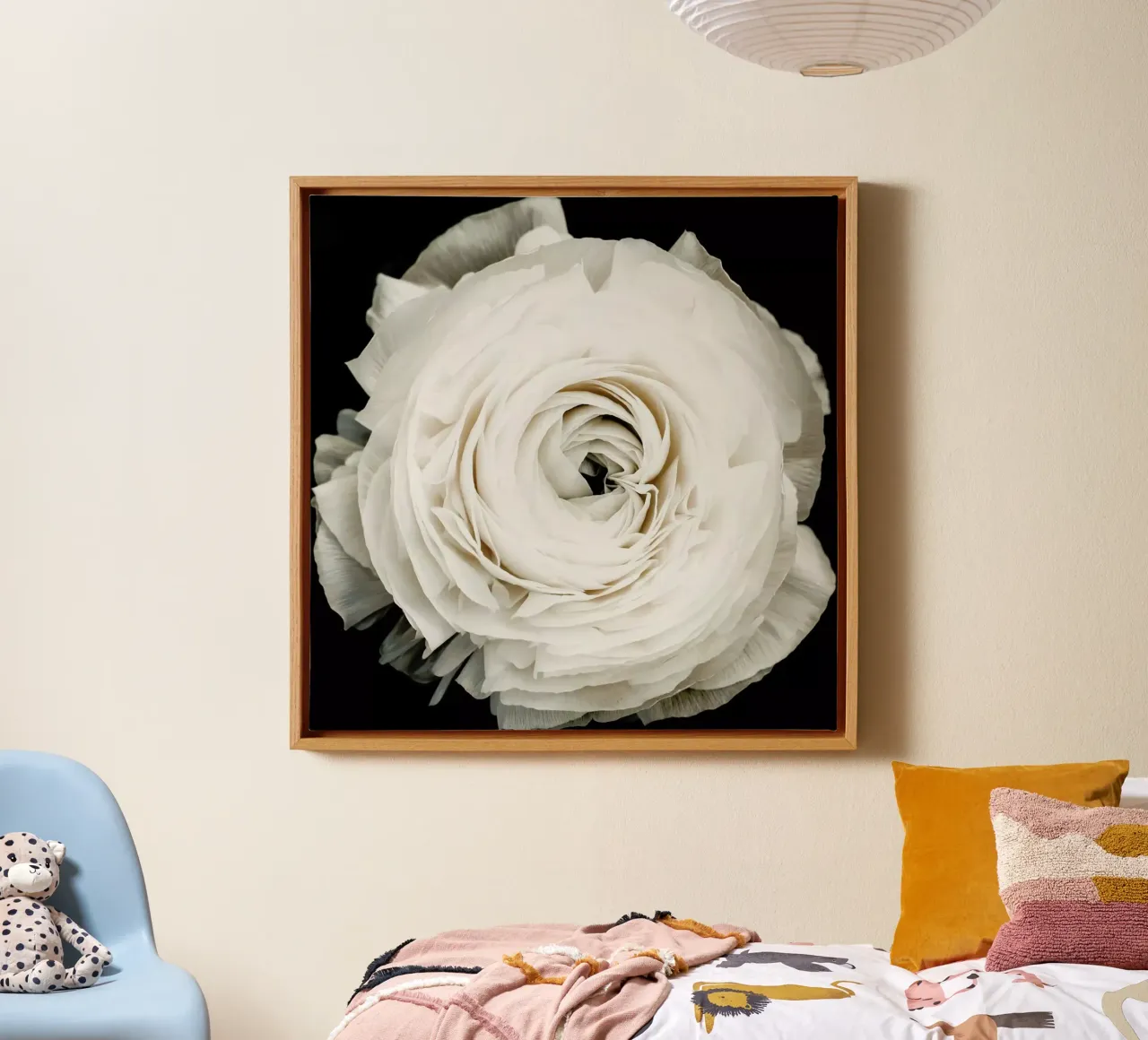 Bloem - Wit gebloemd canvas met Baklijst van Ingrid Beddoes