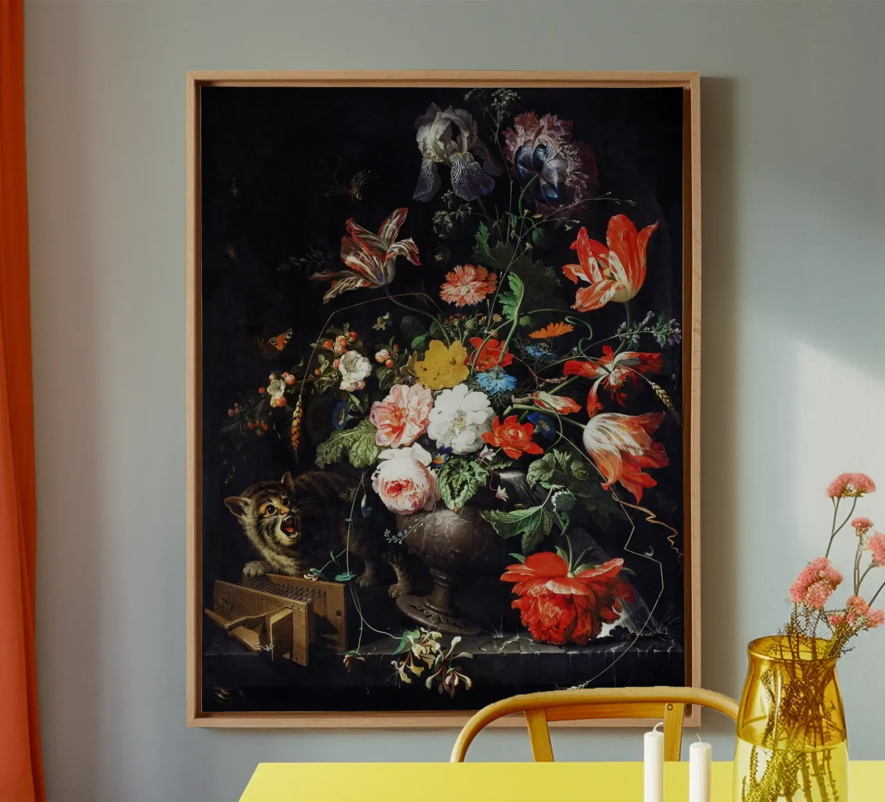 The Overturned Bouquet by Abraham Mignon 1660 canvas with Floater frame by Venus Art