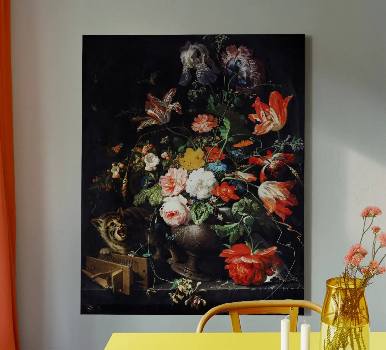 The Overturned Bouquet by Abraham Mignon 1660 canvas with Floater frame by Venus Art