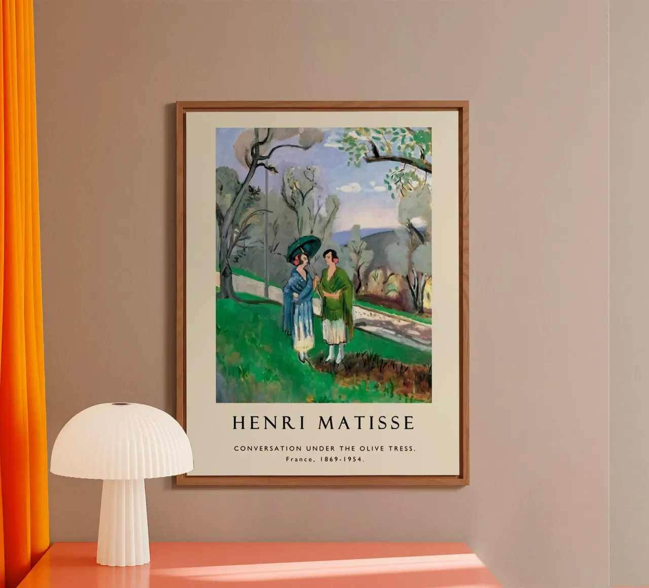 two women chatting under an olive tree forex plate by sazkia art