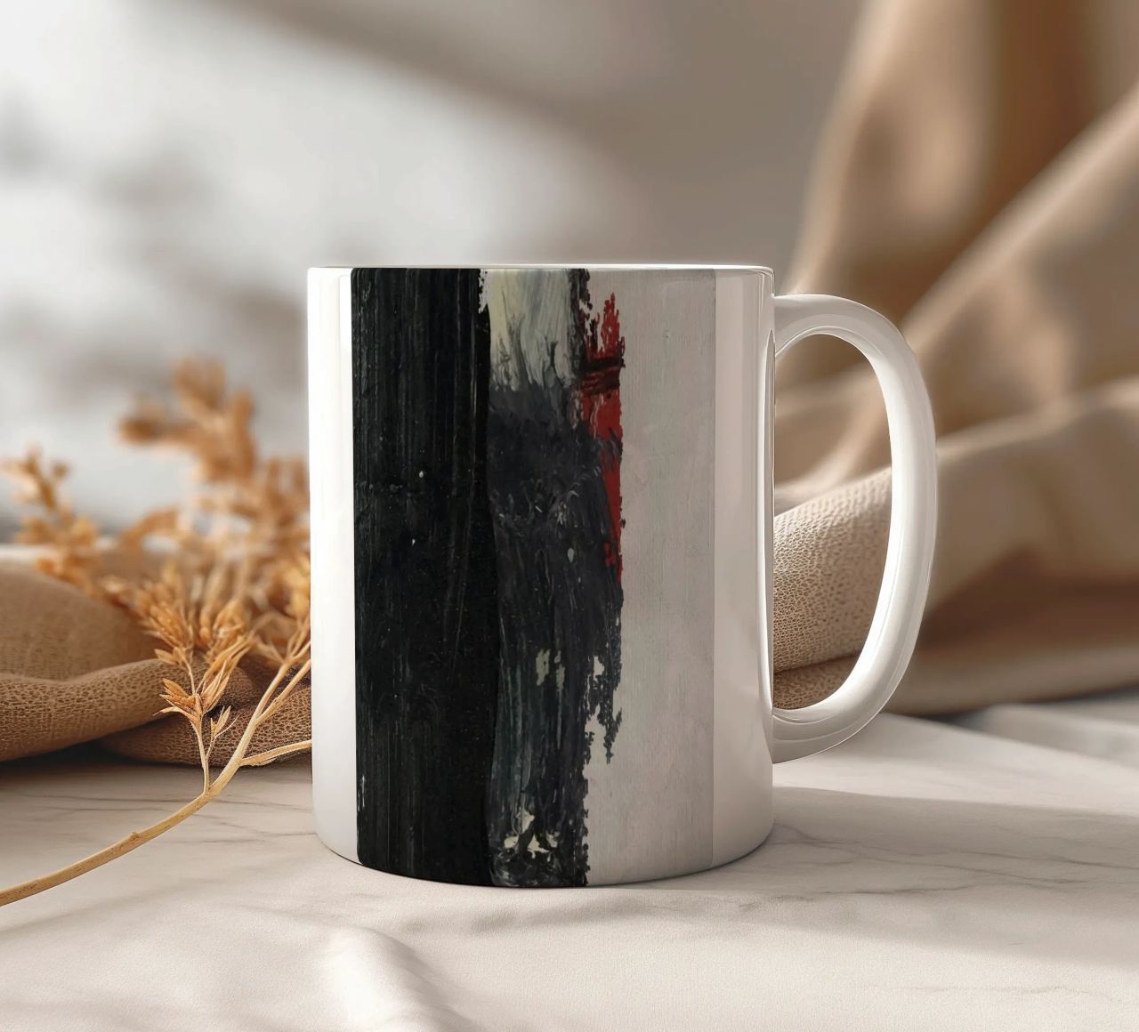 abstract texture black and red tazza in ceramica da vintageshop