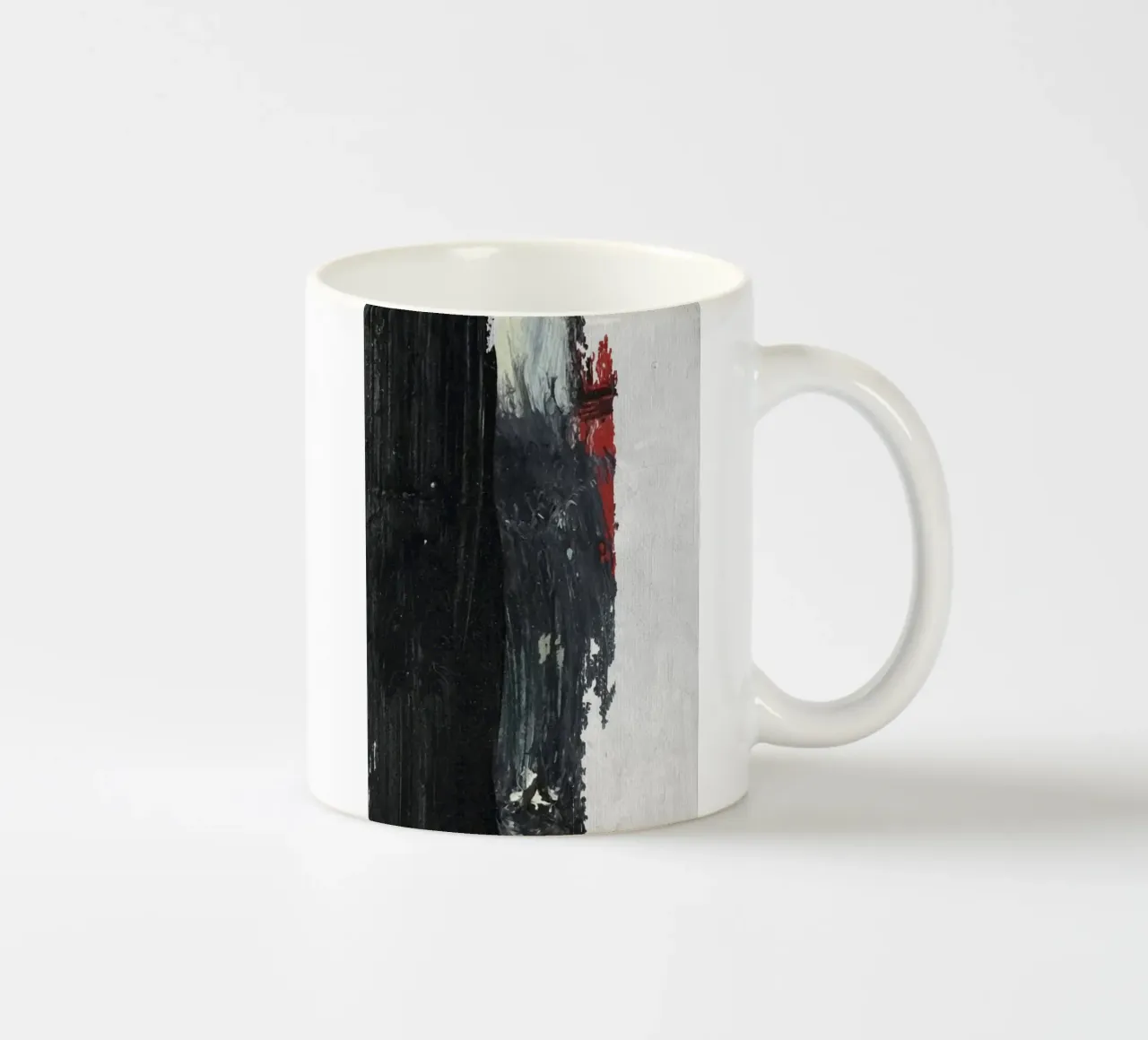 abstract texture black and red ceramic mug by vintageshop