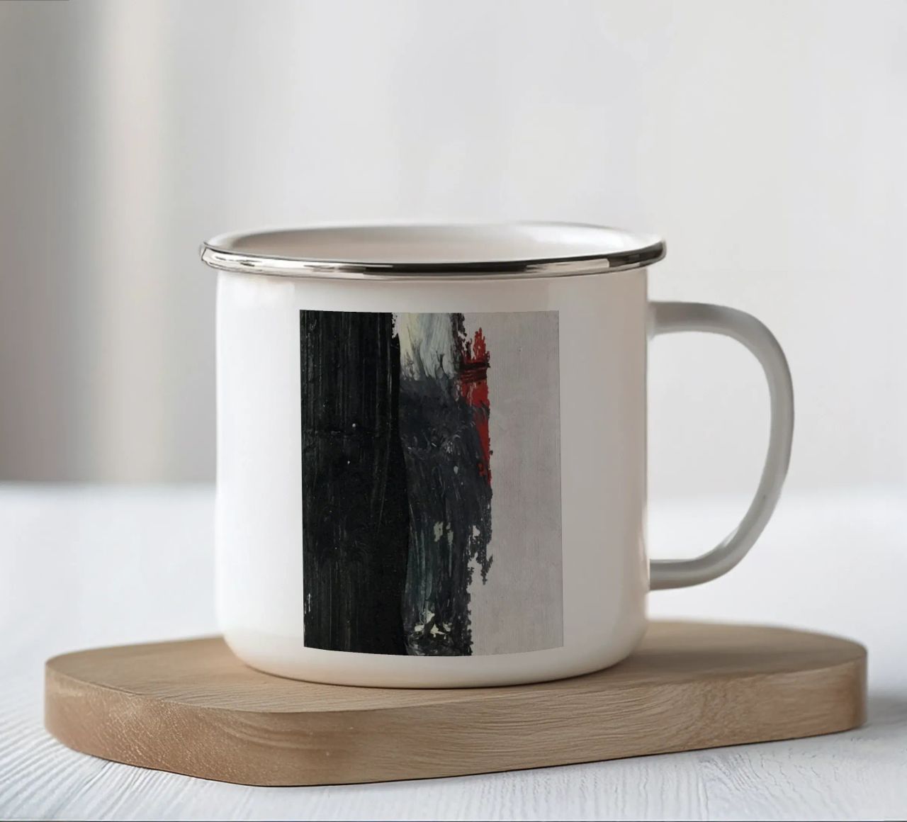 abstract texture black and red tazza in smalto da vintageshop