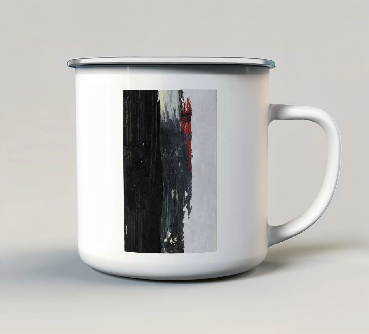 abstract texture black and red tazza in smalto da vintageshop