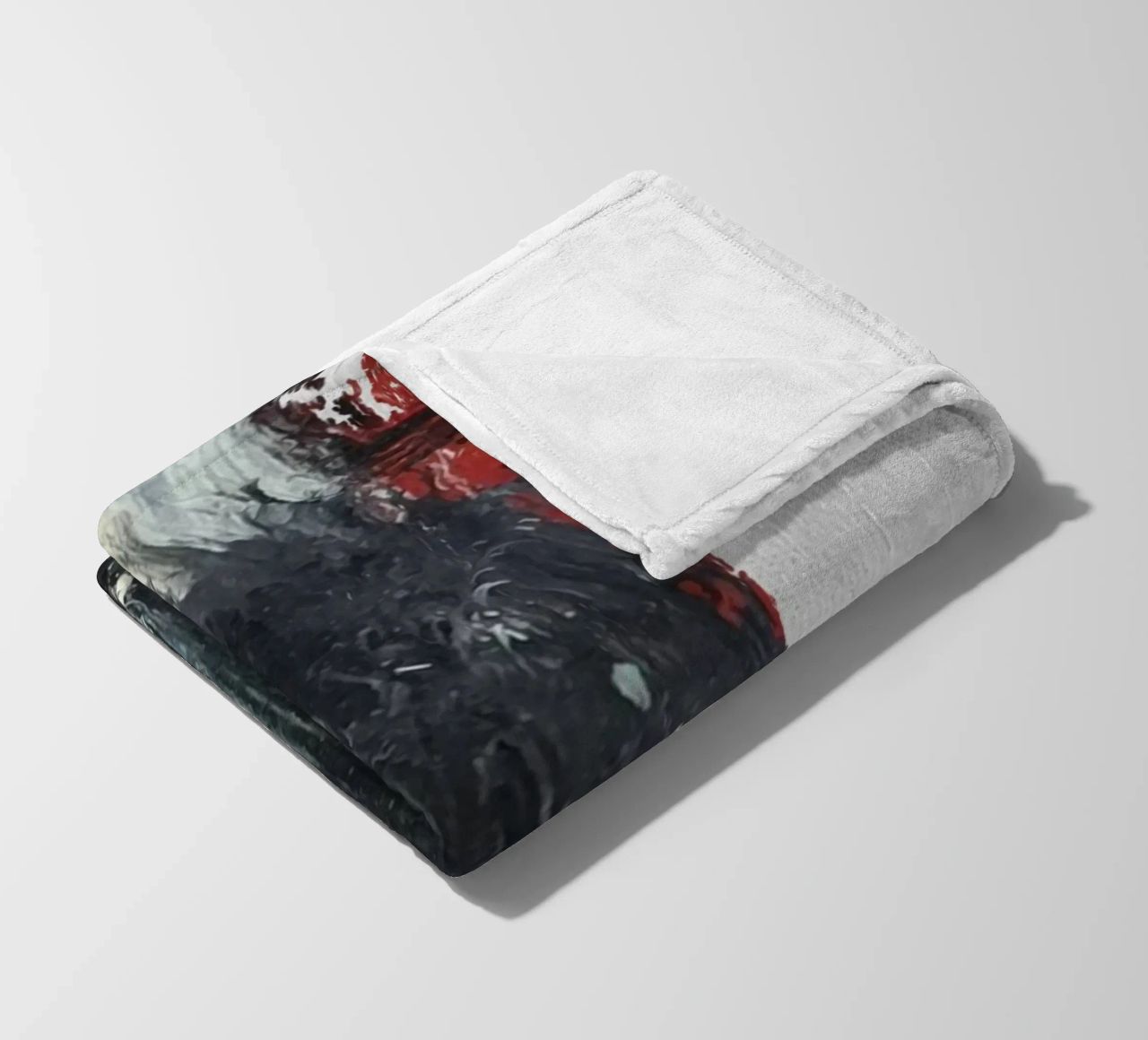 abstract texture black and red coperta in pile da vintageshop