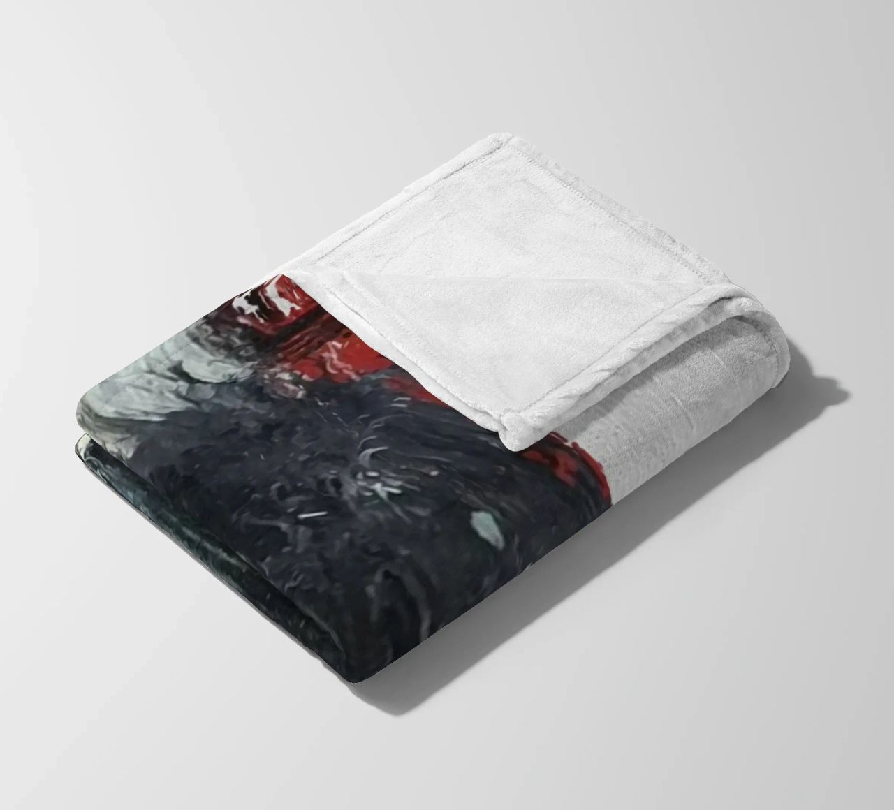 abstract texture black and red coperta in pile da vintageshop
