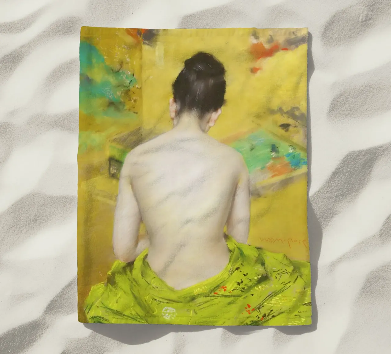 Studio del colore della carne e dell'oro di William Merritt Chase telo mare da Venus Art