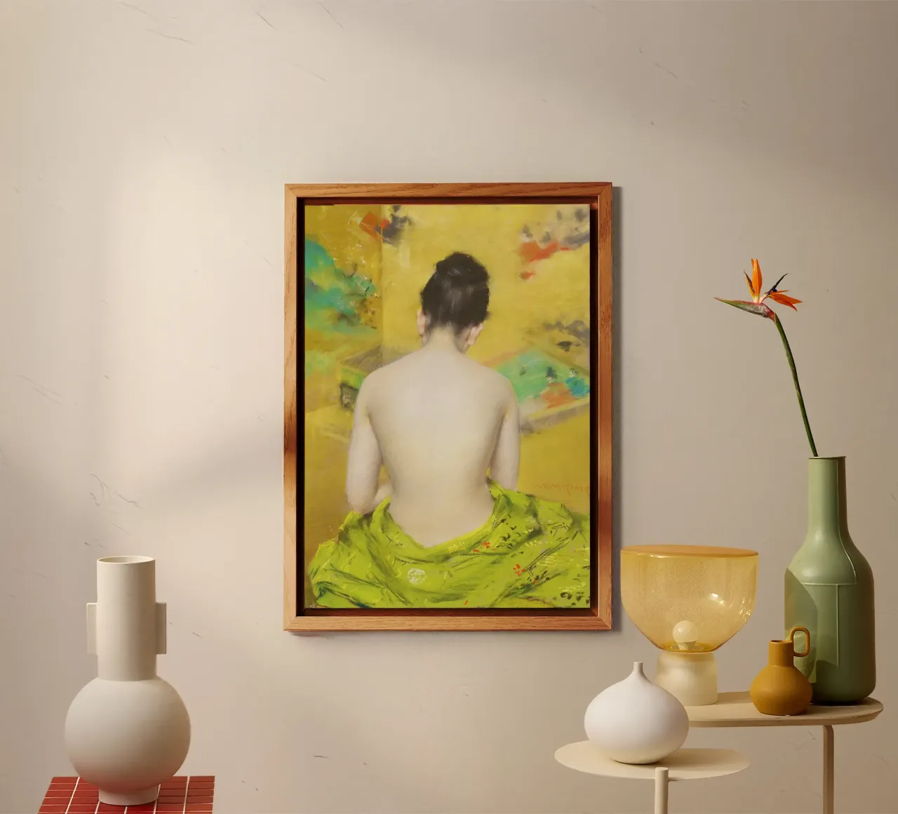 Studio del colore della carne e dell'oro di William Merritt Chase alluminio dibond da Venus Art