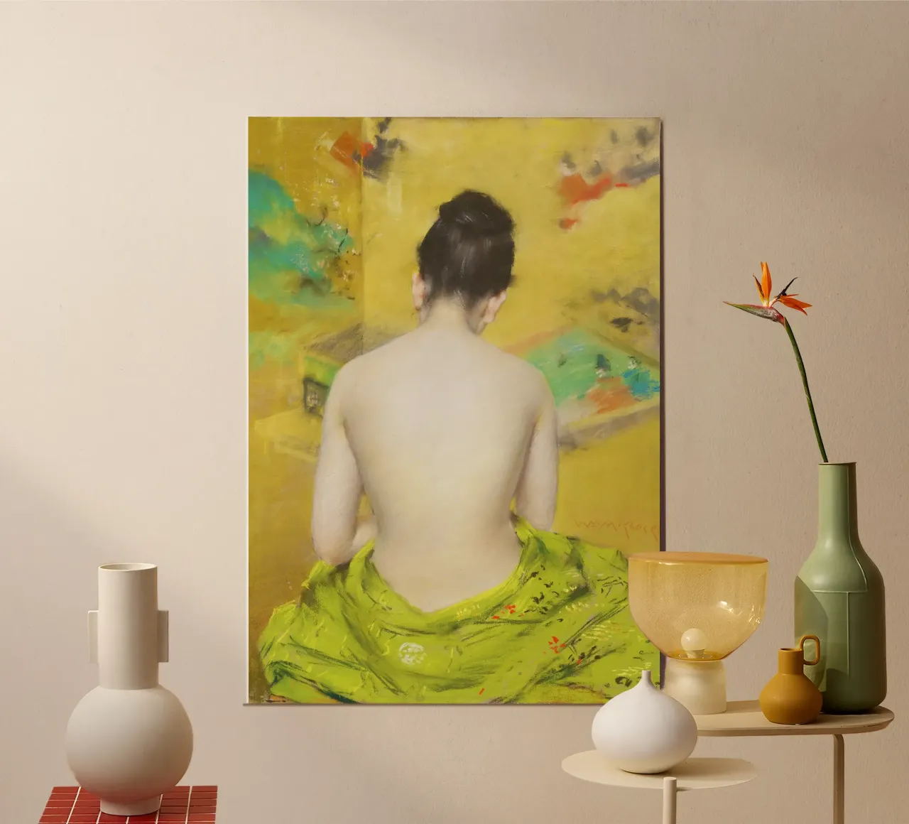 Studio del colore della carne e dell'oro di William Merritt Chase alluminio dibond da Venus Art