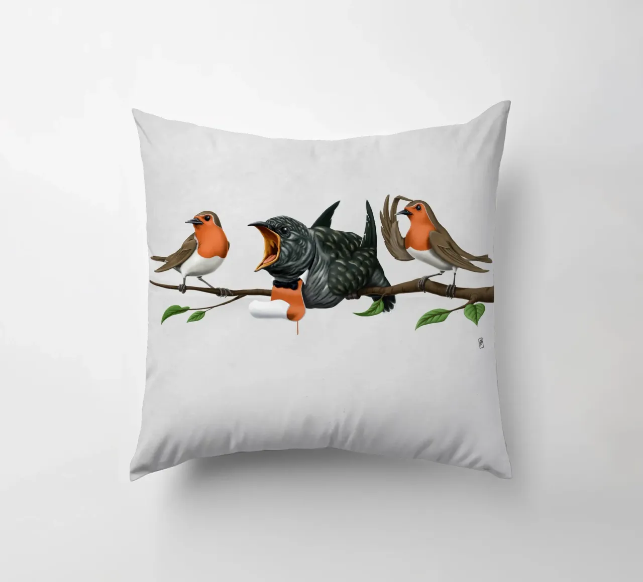 Cock Robin (Wordless) cuscino da Rob Art | Illustration