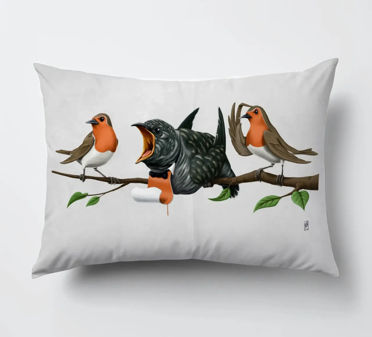 Cock Robin (Wordless) cuscino da Rob Art | Illustration