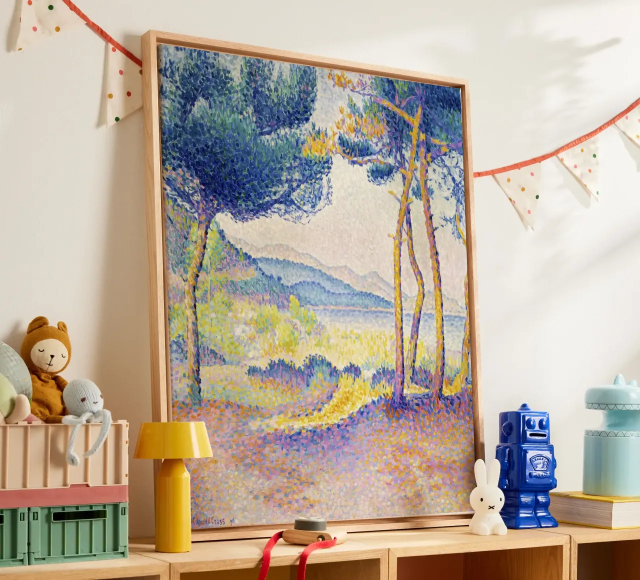 Pijnbomen langs de kust van Henri-Edmond Cross (1896) canvas met Baklijst van Venus Art
