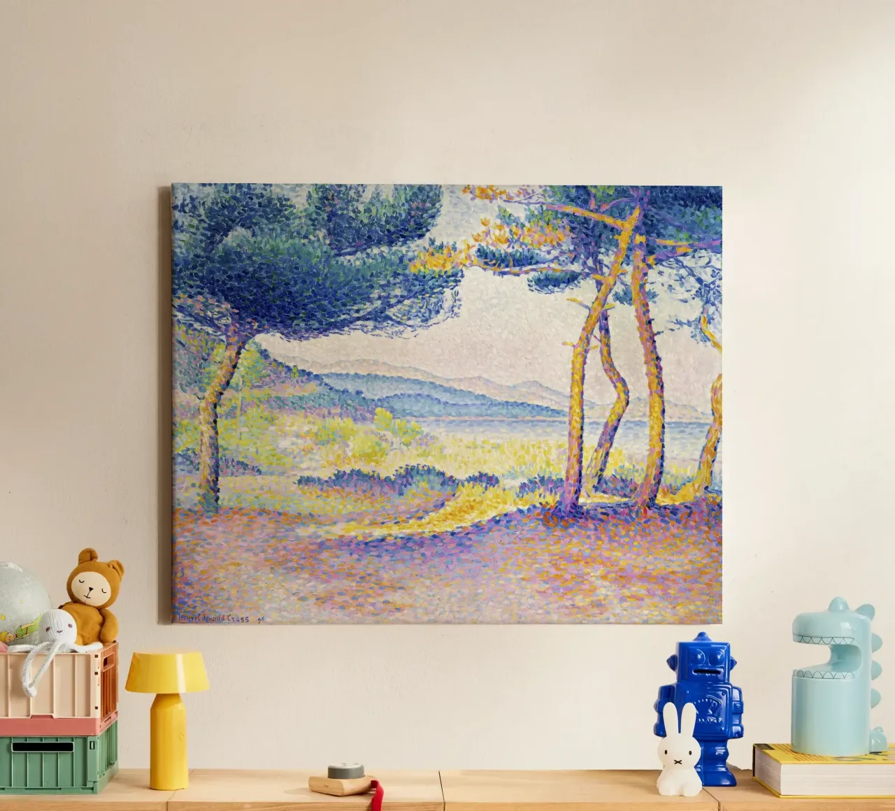 Pijnbomen langs de kust van Henri-Edmond Cross (1896) canvas met Baklijst van Venus Art