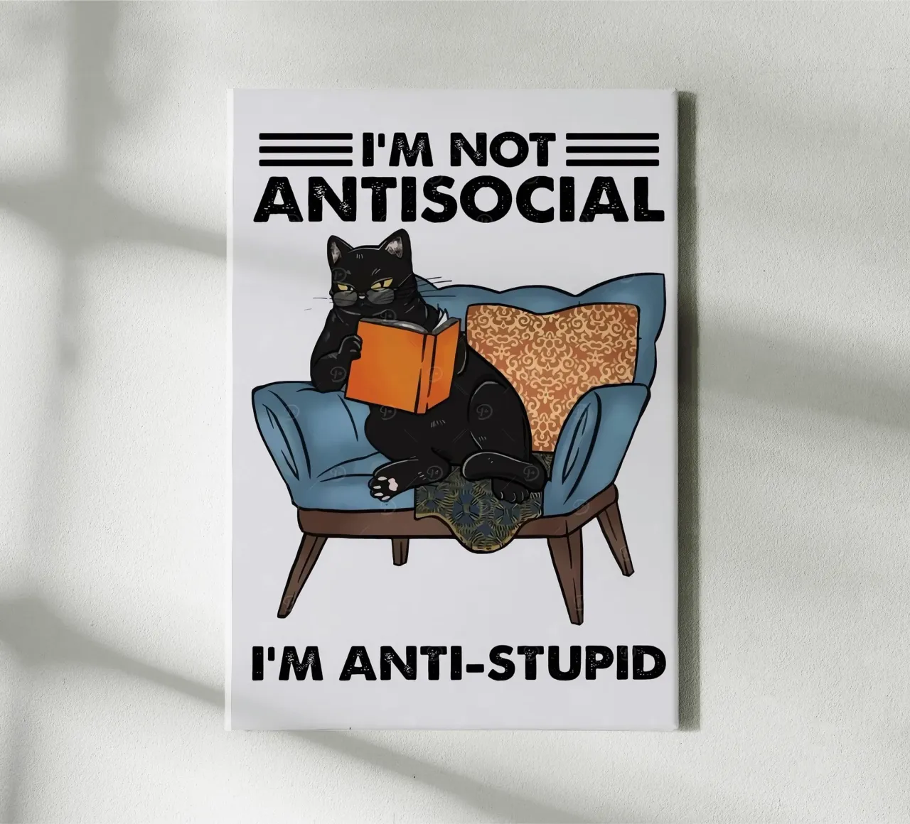 ICH BIN NICHT ASOZIAL, ICH BIN ANTIDUMM Leinwand mit Schattenfugenrahmen von Arjun