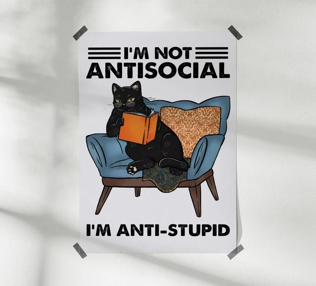NON SONO ANTISOCIALE, SONO ANTISTUPIDO poster con telaio in plastica da Arjun