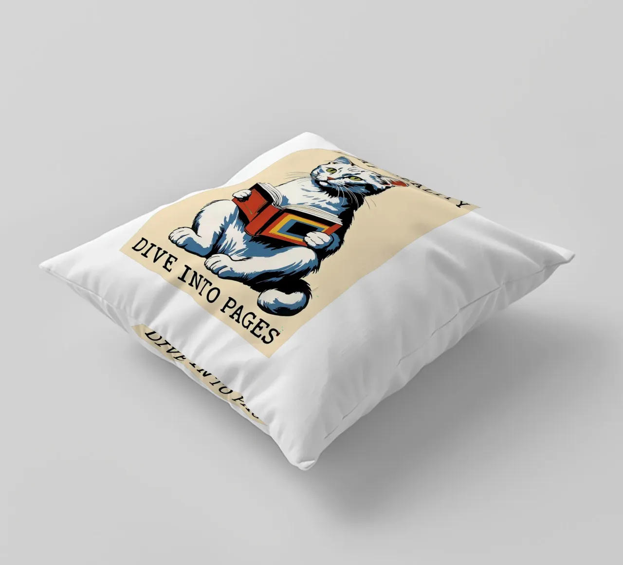 ESCAPE REALITY DIVE INTO PAGES decorative cushion by Arjun