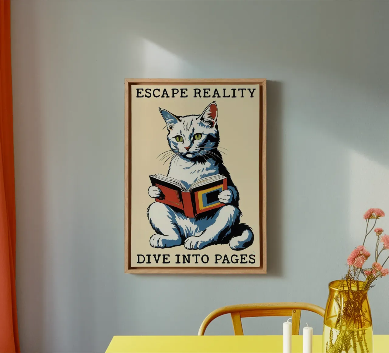 ESCAPE REALITY DIVE INTO PAGES canvas with Floater frame by Arjun