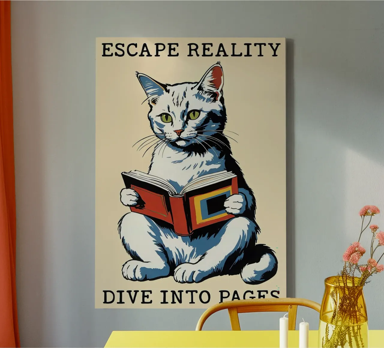 ESCAPE REALITY DIVE INTO PAGES canvas with Floater frame by Arjun
