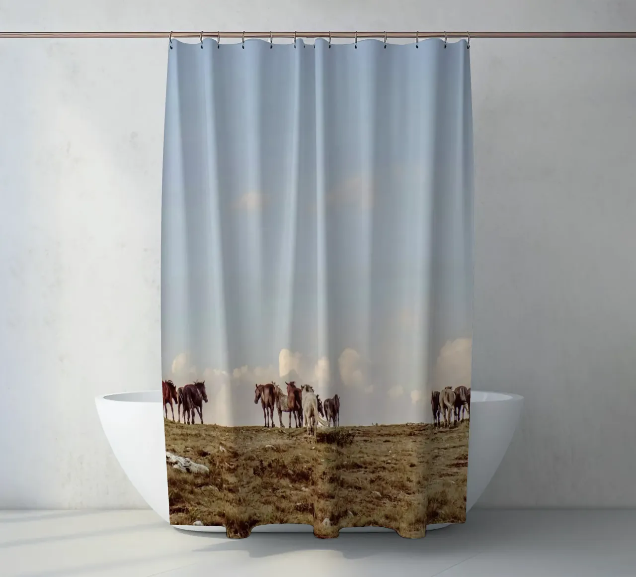herd horses pasture shower curtain by Horsire