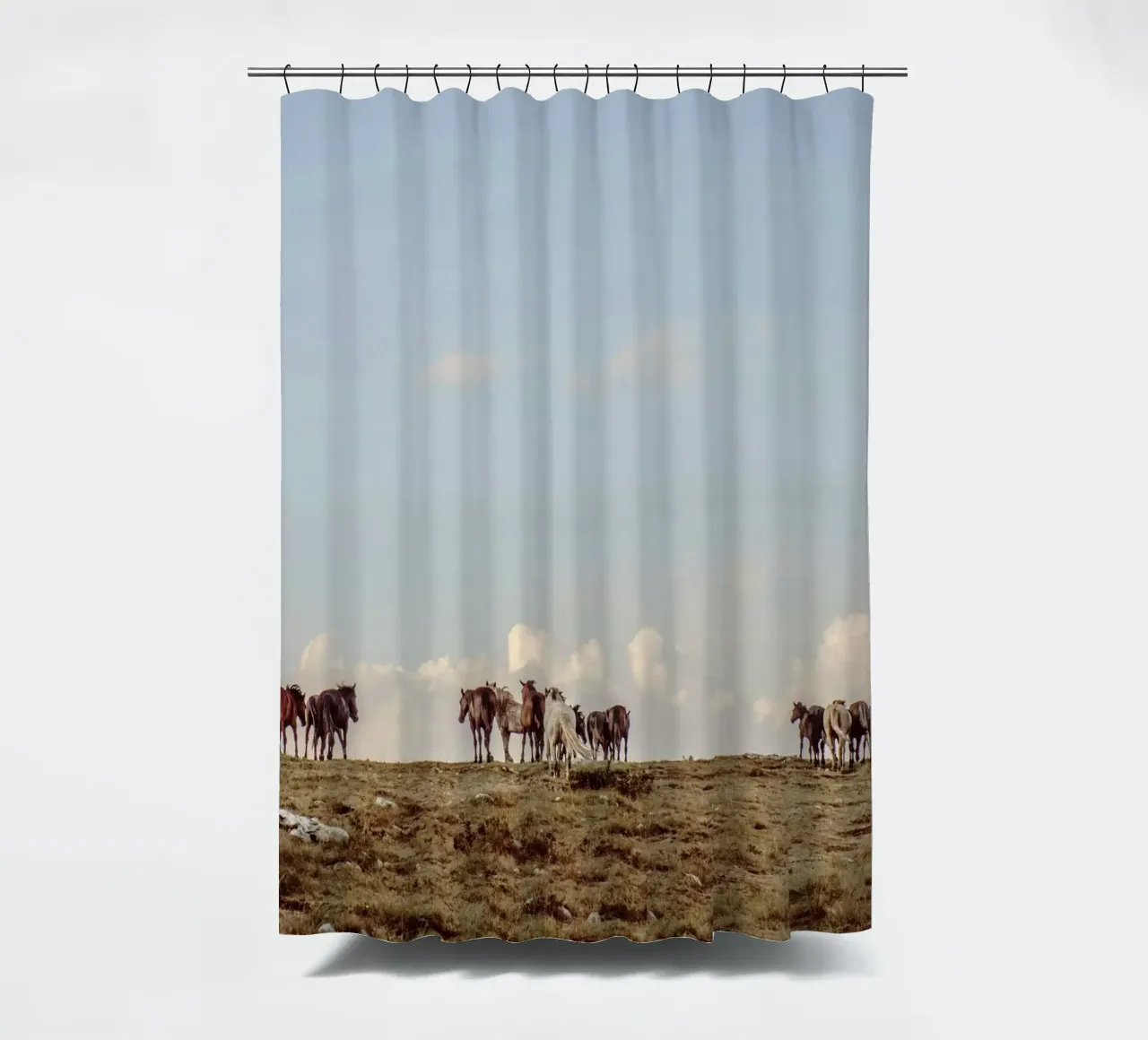 herd horses pasture shower curtain by Horsire