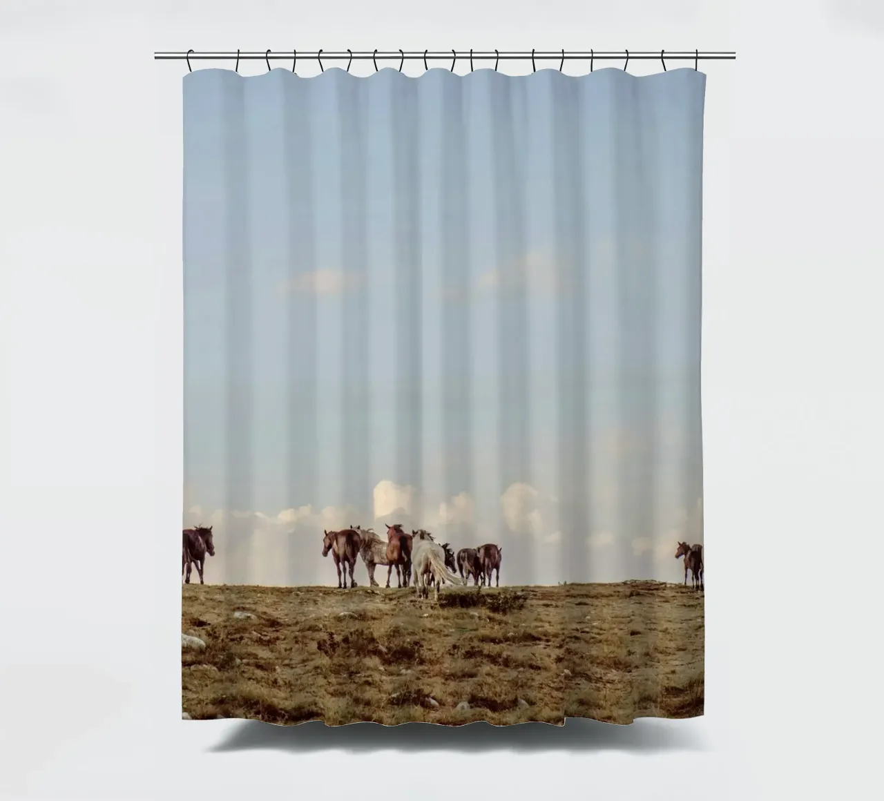 herd horses pasture shower curtain by Horsire