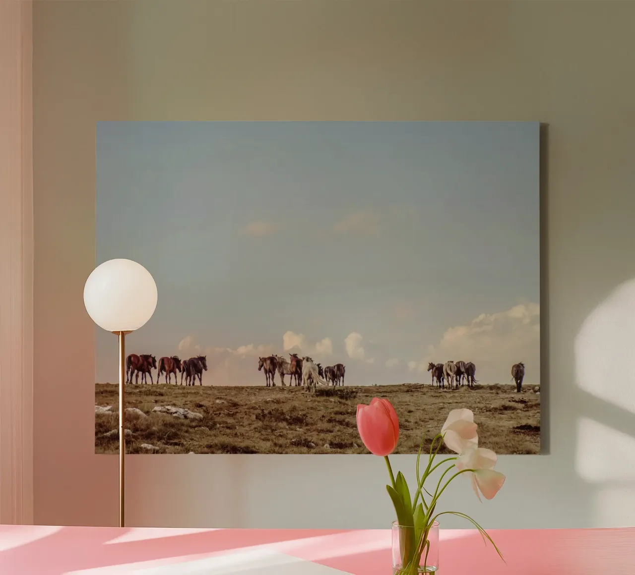 herd horses pasture canvas by Horsire