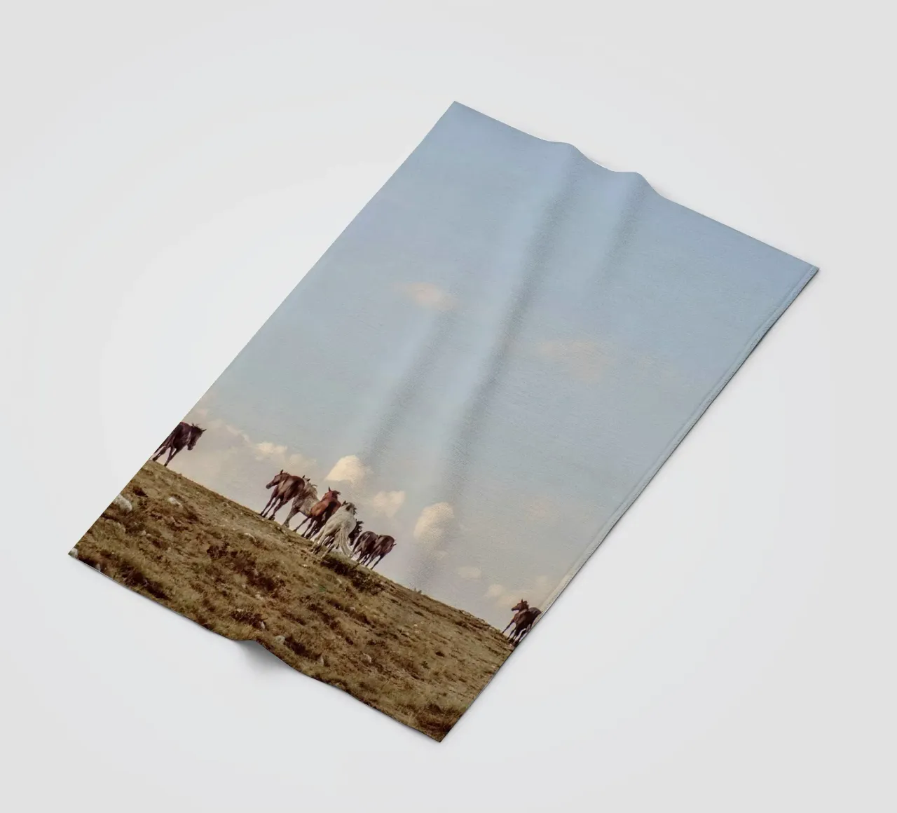 herd horses pasture fleece blanket by Horsire