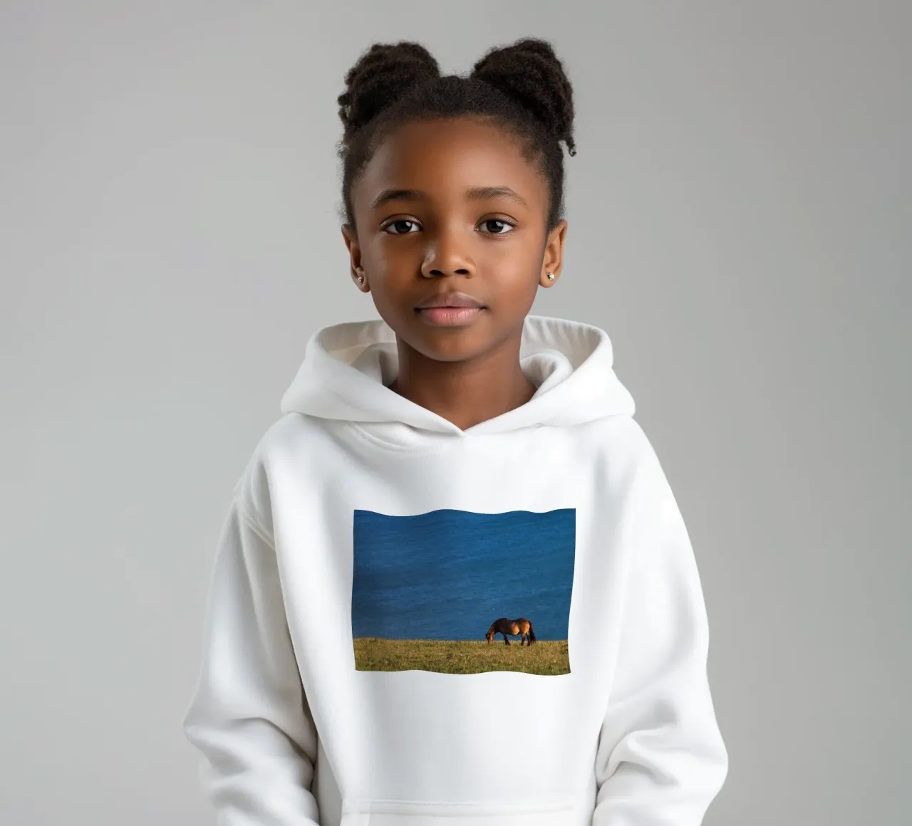 pasture of horse kids hoodie by Horsire