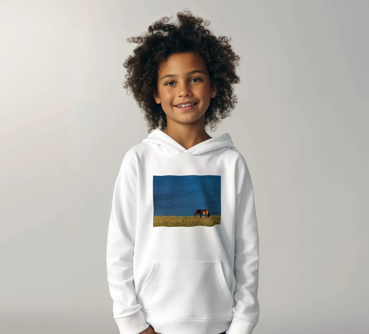 pasture of horse kids hoodie by Horsire