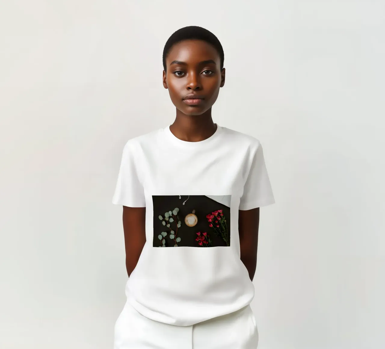floral coffee in the desk t-shirt by cofa home