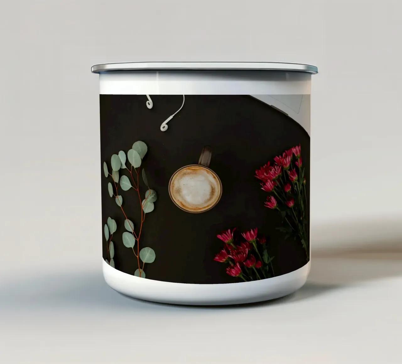 caffè floreale nella scrivania tazza in smalto da cofa home