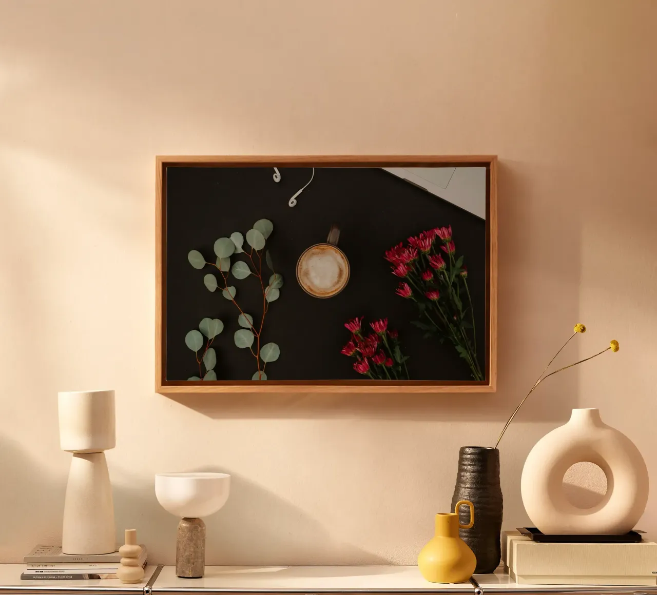 floral coffee in the desk canvas by cofa home