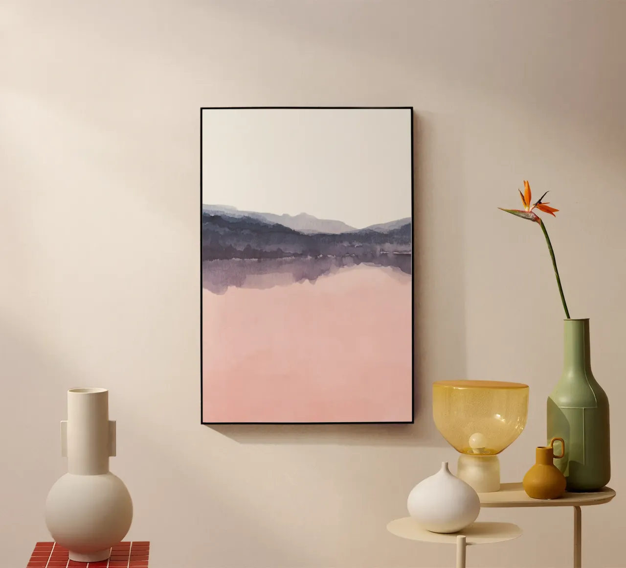 Pink and blue abstract landscape duo 1/2 acrylic glass by NouveauPrints
