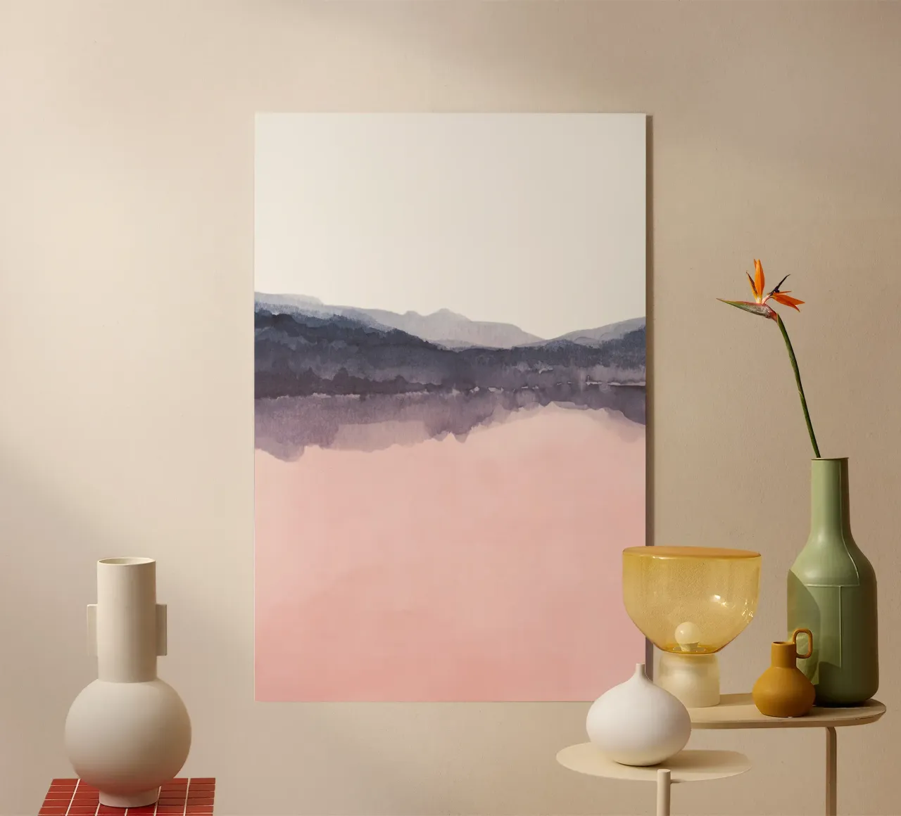 Pink and blue abstract landscape duo 1/2 acrylic glass by NouveauPrints