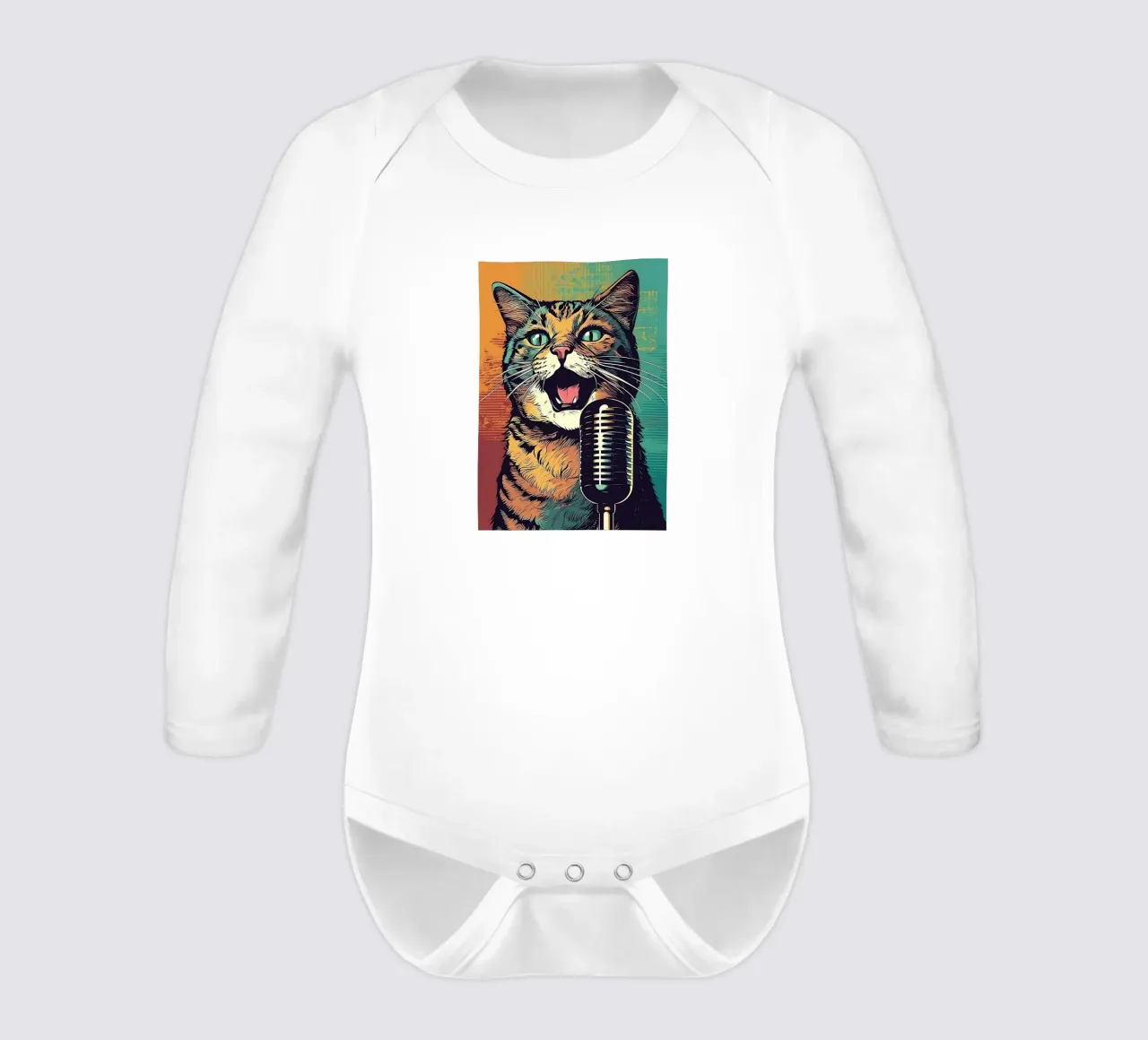 Pop Singer Cat long-sleeve baby romper by Arjun