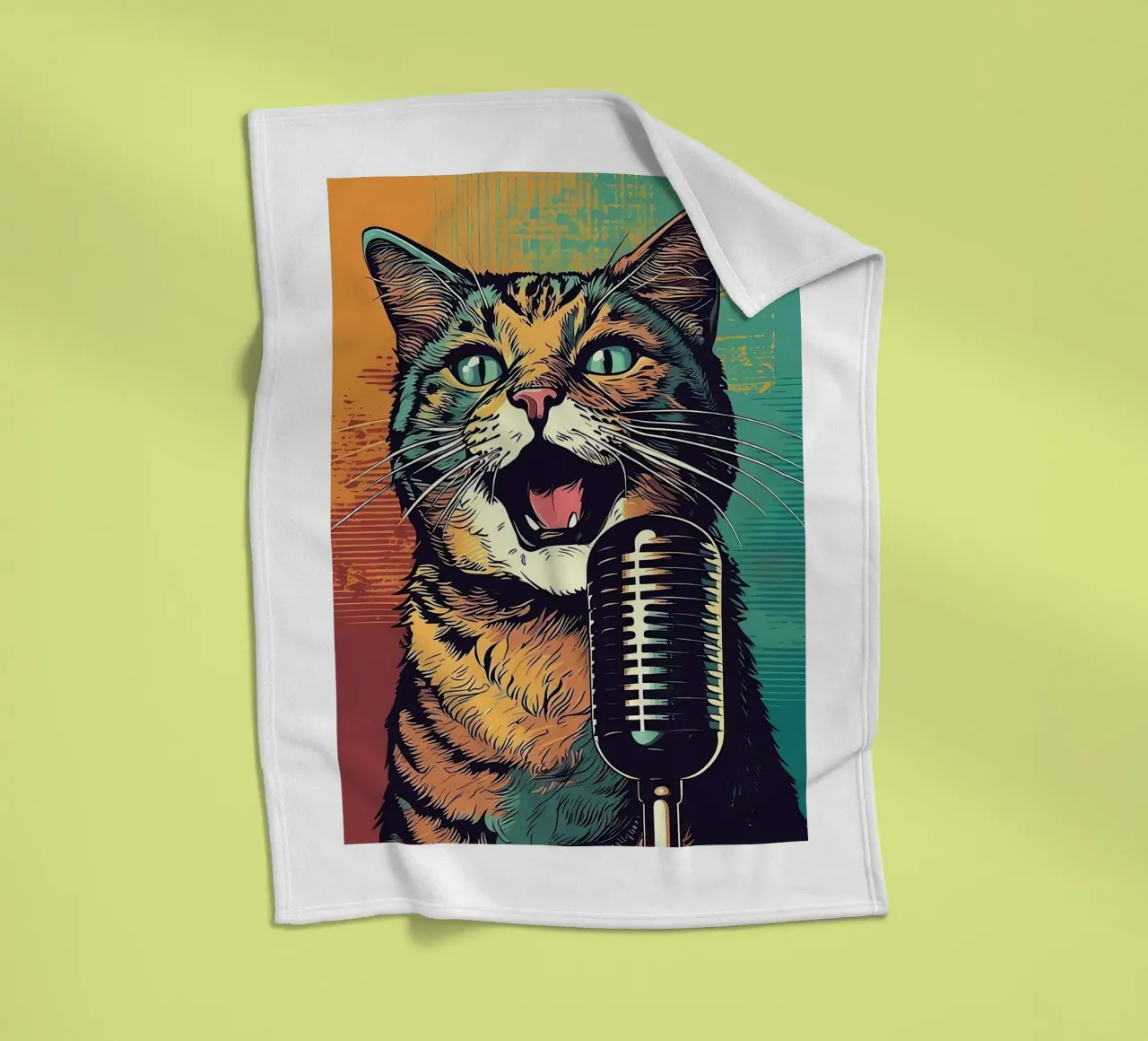Pop Singer Cat fleece blanket by Arjun
