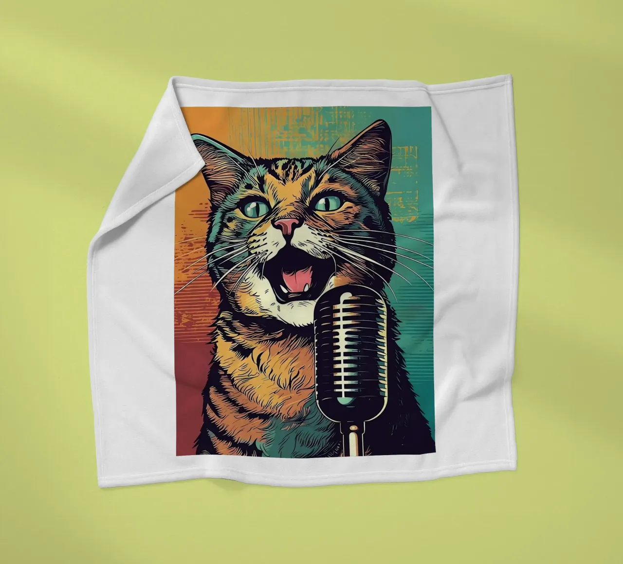 Pop Singer Cat fleece blanket by Arjun