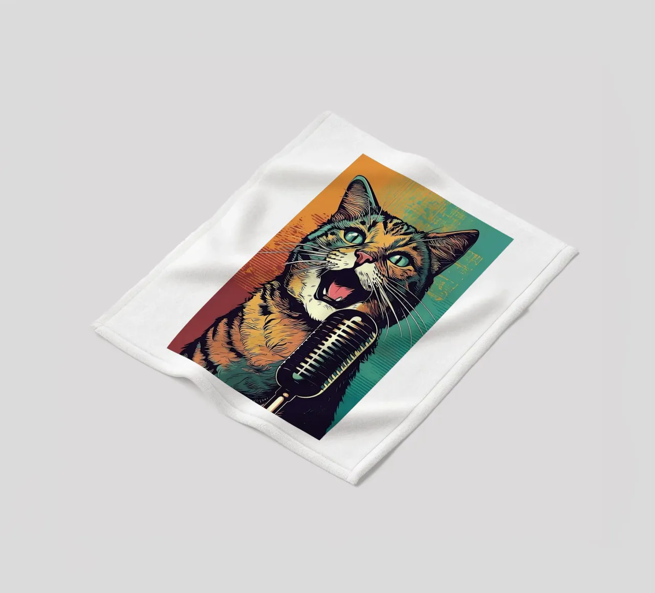 Pop Singer Cat fleece blanket by Arjun