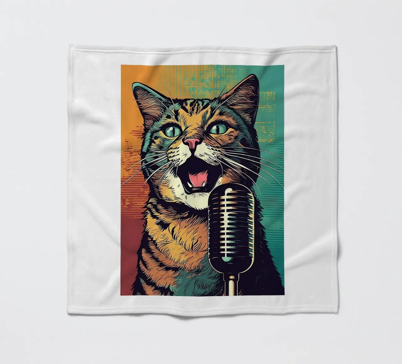 Pop Singer Cat fleece blanket by Arjun