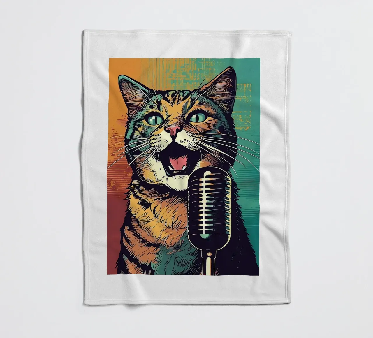 Pop Singer Cat fleece blanket by Arjun