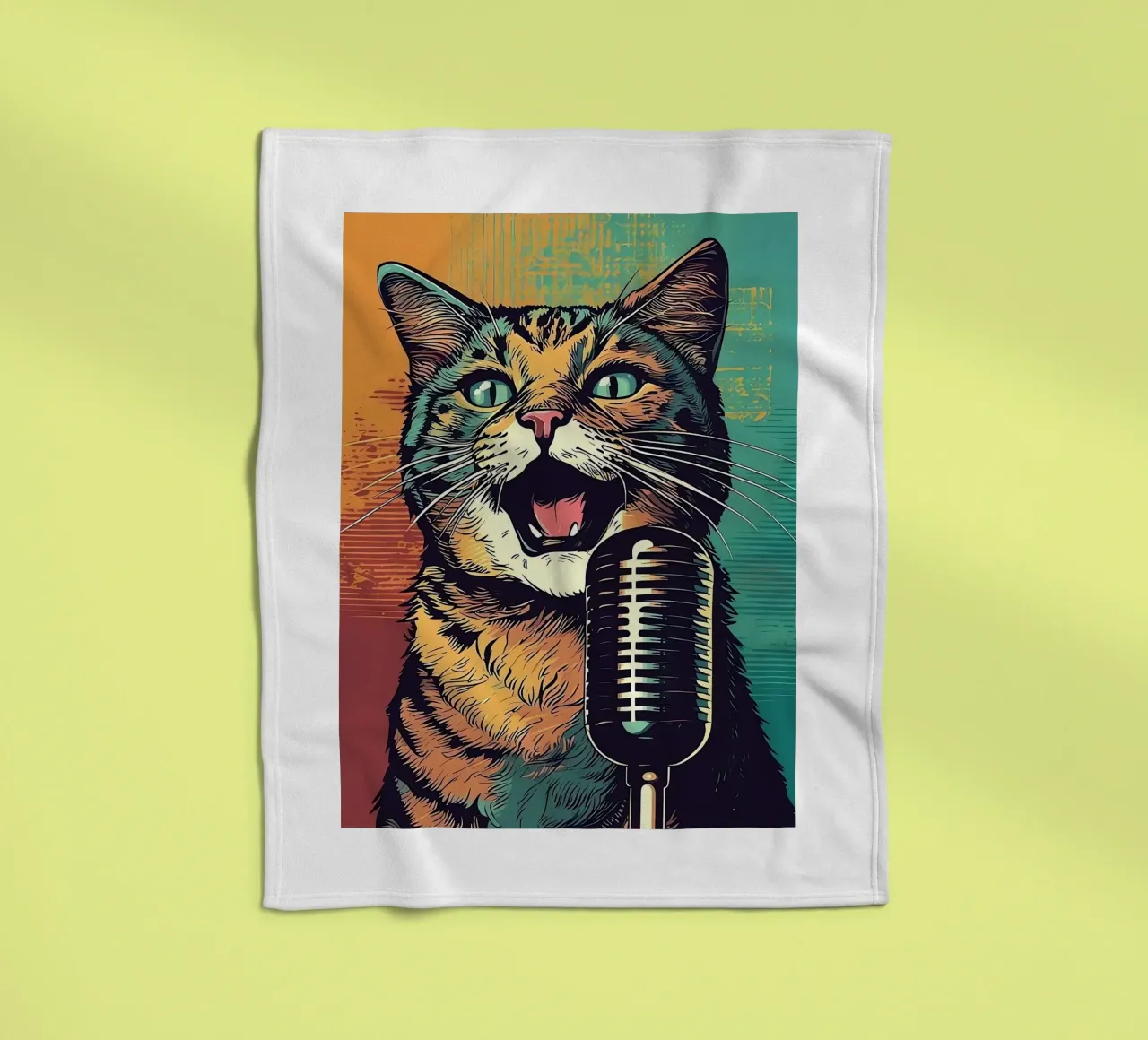 Pop Singer Cat fleece blanket by Arjun