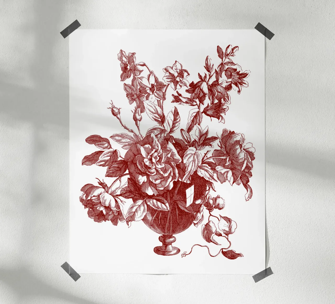 romantico bouquet di fiori e vaso antico poster da morphinaeblue