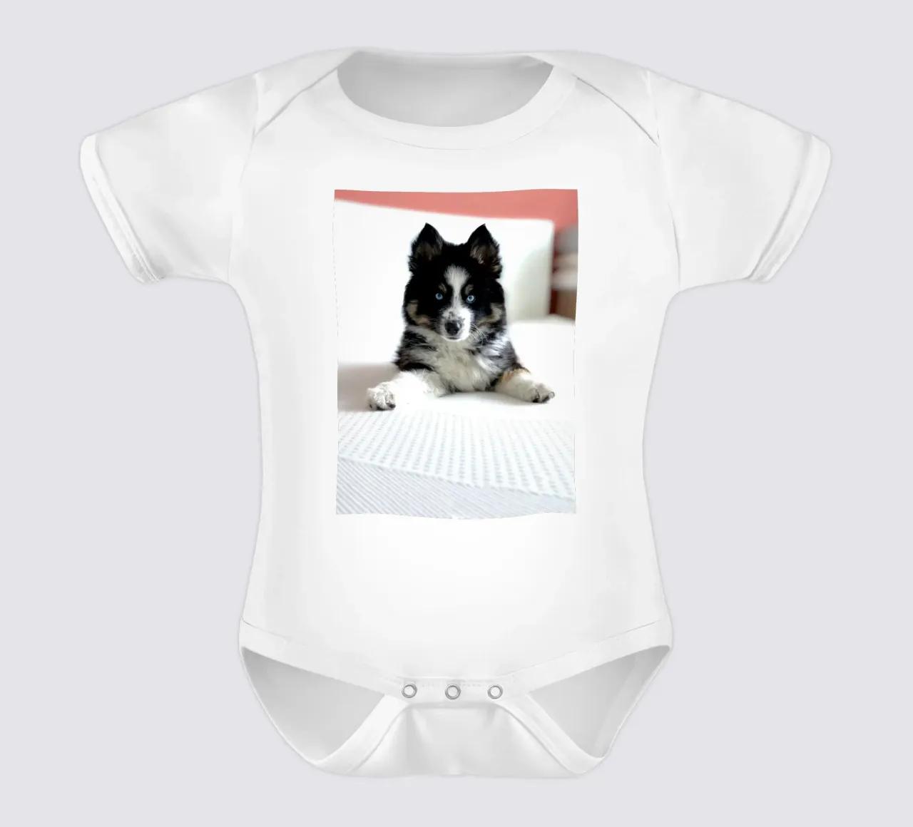 cucciolo con occhi blu body neonato maniche corte da animal story home