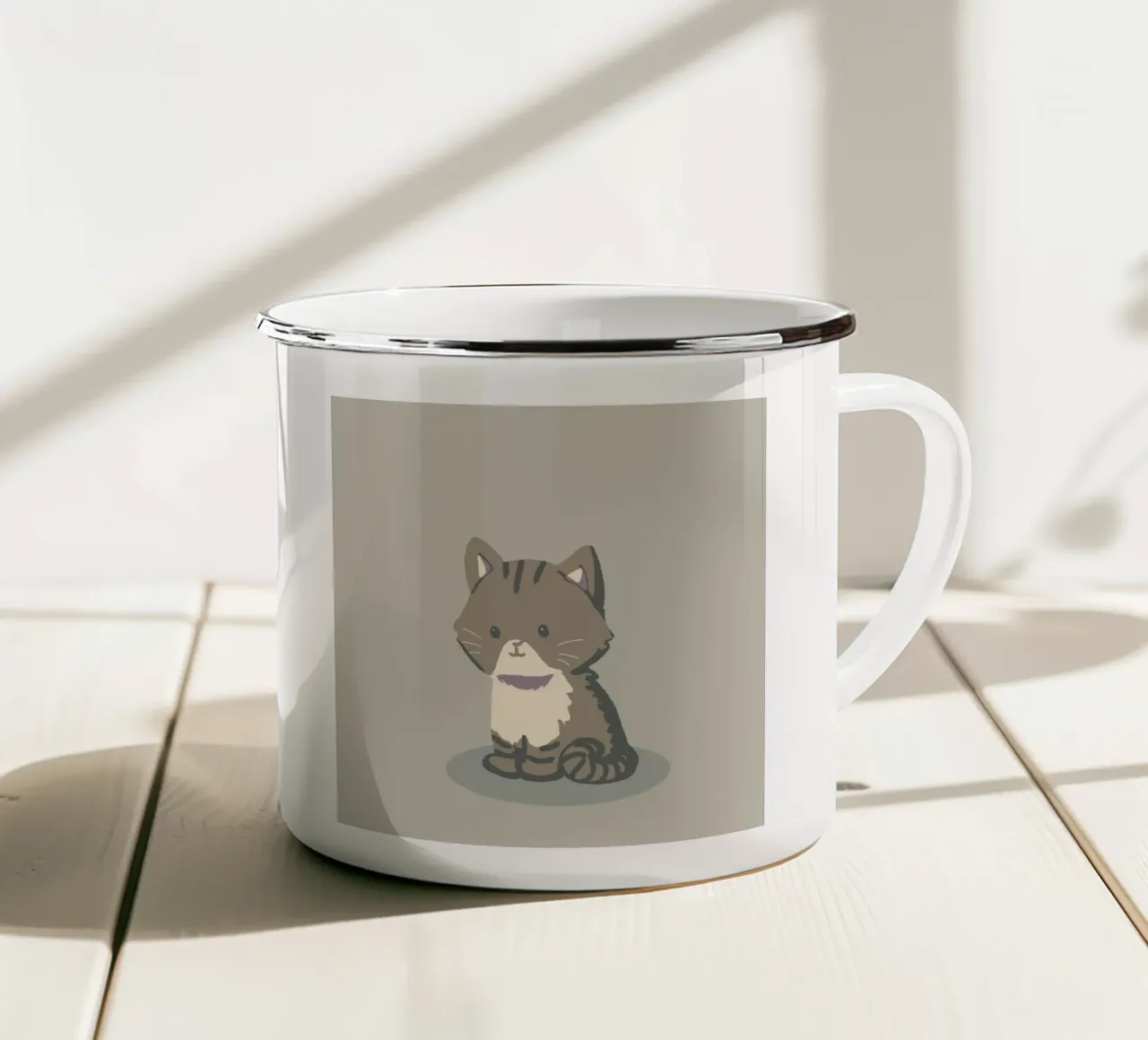 ritratto di gatto piccolo tazza in smalto da animal story home